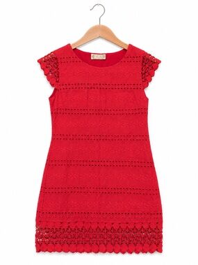 Tracy Reese Red Eyelet Lace Crochet Dress | Cocktail Dress | Size Small